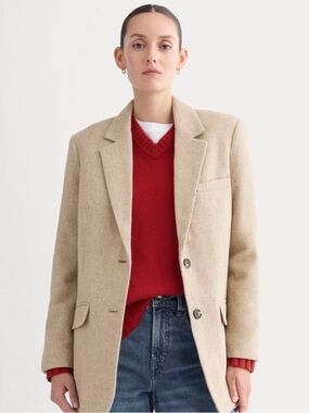 Everlane Oversized Wool Blazer in TAUPE HERRINGBONE Size 00